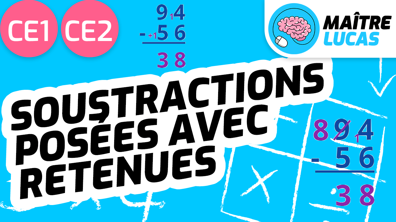 Leçon soustractions posées avec retenues CE1 CE2